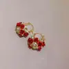Aretes de Flor de Rosa de Diamante Francés en Forma de U Nicho Lujo Ligero Elegante de Gama Alta Pendientes Elegantes Moda Pendientes Versátiles para Mujer