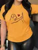 Camiseta Transfronteiriça Aliexpress Inawly Estampada Cachorro e Coração, Desenho Animado Fofo D