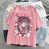 Camiseta Feminina Harajuku top vintage estilo coreano demônio preto punk gótico roupa bad girl Gola redonda