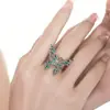 Anillo Abierto de Moda Minimalista Estilo Coreano Mariposa Degradado Esmalte para Mujer Anillo Pequeño Cuadrado Joyería para Dedo