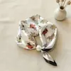 Colar de lenço de seda com pérolas e fecho magnético para mulheres, corrente fina para clavícula de verão, lenço pequeno retrô francês, lenço decorativo para o pescoço