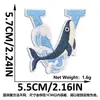 Suministro Transfronterizo de Parches Bordados de Ballena Linda de Dibujos Animados y Ola con Letras Inglesas, Parches Azules de Ola para Ropa