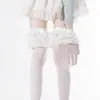 Calcetines hasta la pantorrilla con ribete de encaje, Calcetines de algodón Lolita dulces con lazo, Calcetines JK con lazo hasta la rodilla, Calcetines Lolita estilo ballet