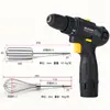 Mezclador de Pintura para Señuelos de Pesca Taladro Eléctrico Recargable de Mano Mezclador de Pasta de Sésamo Varilla Mezcladora de Acero Inoxidable para Masa y Carne