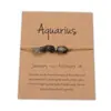 Pulsera Tejida Ajustable con Piedras Naturales Irregulares de los Doce Signos del Zodíaco, Pulsera de Cuentas Tejida Ajustable Hecha a Mano