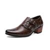 Nuevas botas de hombre de talla grande con tacón alto y puntiagudas que aumentan la altura, zapatos de boda a la moda, zapatos ajustados sin cordones, zapatos de cuero transparente
