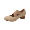 Zapatos de Ballet Mary Jane con Tacón Grueso 2024 Nuevo Elástico Cruzado Tacones Altos Diarios para Mujer Combinan con Todo Piernas Largas Adelgazantes