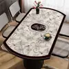 Mantel Individual Oval para Mesa de Comedor Estilo Francés, Impermeable, Resistente al Aceite, No Lavable, Blanco y Negro, Estilo Simple, Lujo Ligero, Sensación de Alta Gama, Mantel Redondo