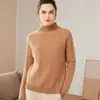 Suéter de Cashmere Feminino 100% Cashmere Puro Gola Alta Meia Gola Cor Sólida Feminino Grosso Torcido Pulôver Manga Longa Solto Suéter de Tricô