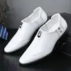 Zapatos de Cuero de Negocios para Hombre Nuevos al por Mayor Casual Formal sin Cordones Cuero Suave Transpirables Zapatos Blancos Negros para Novio Boda Traje