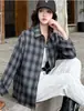 Camisa de Mujer Nueva Colección Otoño-Invierno de Manga Larga con Solapa, Camisa Casual a Cuadros de Moda, Chaqueta Holgada Retro para Mujer