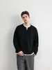 Otoño/Invierno Old Money Sencillo Camiseta de Manga Larga de Punto Waffle Falso Dos Piezas Camisa Henley Retro Americano de Cuello V Top Casual Americano