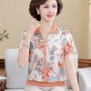 Camiseta de manga corta de verano para madres, ropa para mujeres de mediana edad y mayores de 50 a 60 años, blusa suelta de seda helada, ropa para abuelas de mediana edad