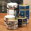Caixa com Latas de Chá de 125g, Chá Verde, Chá Preto, Doces Modernos e Inovadores, Latas de Ferro Hexagonais Vazias Personalizáveis
