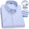 Camisas Masculinas 100% Algodão, Camisas Listradas Azuis de Alta Qualidade, Camisas que Não Amassam, Camisas Casuais de Negócios Masculinas de Alta Qualidade, Tamanhos Grandes