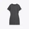 Exportación Transfronteriza Otoño e Invierno 2025 Nuevo Vestido de Punto Europeo y Americano Estilo Elegante Cuello Enrollado Corte Ajustado Ceñido al Cuerpo Manga Corta