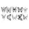 Adesivos de tatuagem de borboleta, sexy e à prova d'água, duradouros, para mulheres, área da clavícula, populares online, realistas, estilo ins, adesivos delicados