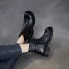 Botas de moda de cuero genuino para mujer, nueva colección otoño/invierno 2026, con forro de felpa, tacón grueso y diseño versátil apto tanto para el trabajo como para el uso casual, con caña corta y ajuste ceñido