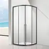 Cabina de Ducha Abatible Doble en Forma de Abanico con Divisor Extremadamente Estrecho, Puerta Corredera Doble de Cristal Templado, Cabina de Ducha de Baño con Separación de Zona Seca y Húmeda