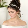 Tocado de novia con flores de concha y diamantes de imitación, cadena suave, accesorios para vestido de novia, banda para el pelo, corona, accesorios para el cabello al por mayor, novedad de 2017