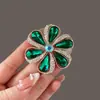Broche de Flor de Cristal Verde para Mulheres, Acessórios de Vestuário de Lapela de Nicho de Alta Qualidade, Fivela de Cintura, Joia Broche Corsage de Alta Qualidade