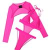 Amazon Traje de baño sexy triangular de una pieza multicolor para mujer Blusa europea y americana de manga larga hueca Traje de baño bikini para aguas termales