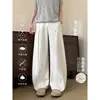 Calça reta estilo retro americano, corte curvo, nova coleção primavera 2026, modelagem solta, calça casual versátil de perna larga com caimento fluido