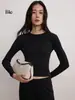 Suéter de Punto de Lana Bieye Bie Shimmer, Moda Otoñal para Mujer, Versátil Ajustado Cuello Redondo Manga Larga Camisa Base Superior