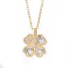 Celebridad de Internet Nuevo Estilo Trébol de Cuatro Hojas de la Suerte Diamante Destellante Circonita Colgante Collar Joyería Para Mujer Combinación Perfecta Estilo Pastoral Clavícula