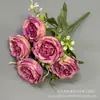 Buquê Artificial de Peônia de Mola com 5 Cabeças Estilo Coreano Flor Rosa de Beleza Flor Rosa Peônia Flor Artificial Casa Casamento Atacado