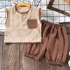 Traje de Chaleco Retro Estilo Western para Niños de Verano Moda Sin Mangas Estilo Nacional Conjunto Delgado de Dos Piezas para Niños y Niñas Pequeños y Medianos