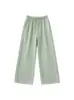 Pantalones Casuales de Raya Verde para Mujer, Nuevo Estilo Otoño 2026, Cintura Alta, Adelgazantes, Pierna Recta, Cordón, Petite, Pantalones de Pierna Ancha Sueltos