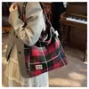 Bolso de Otoño de Gran Capacidad, Bolso de Lana a Cuadros para el Trabajo, Bolso de Hombro Versátil de Nicho Melard a Cuadros, Bolso para Estudiantes para Mujer