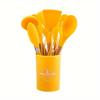Sartén antiadherente para cocinar, barril de almacenamiento, utensilios de cocina de silicona con mango de madera, juego de 12 piezas, juego de utensilios de cocina de silicona de 11 piezas