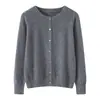 Nuevo Cárdigan de Punto con Cuello Redondo para Otoño e Invierno, Suave Cachemir para Mujer, Suéter de Punto Amigable con la Piel, Abrigo de Color Sólido con Manga Larga, Top Adelgazante