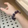 [Amatista Natural] Pulsera de Cristal Natural Pulsera de Cuentas Pulsera de Cristal Blanco para Mujer Lujo Ligero y de Gama Alta