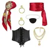 Fiesta de Baile de Halloween Transfronteriza Disfraces Cosplay Pirata Accesorios Pañuelo Cinturón Conjunto de Collar y Pulsera