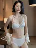 Sujetador Push-Up Pecho Pequeño Transfronterizo, Sexy Sin Relleno, Delgado, Transpirable, Sujetador de Triángulo sin Aros, Encaje Francés para Mujer