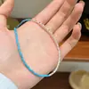 Collar de Cadena para Clavícula con Cuentas de Plata Rota Turquesa, Moda Simple Europea y Americana de Gama Alta, Elegante, Versátil, Lujo Ligero, Nicho, para Mujer