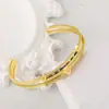 Pulsera de doble capa con incrustaciones de circonita de cobre, letra V abierta, joyería de moda transfronteriza, nueva, chapado en oro real, venta al por mayor