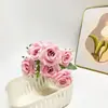 Arranjo de Flores Artificiais de Rosa, Decoração Doce para Casa na Sala de Estar, Arranjo de Buquê de Seda para Segurar