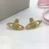 Nuevos Pendientes Saturno Transfronterizos de la Reina Madre para Mujer, Agujas de Plata 925, Lujo de Gama Alta, Pendientes Minimalistas de Planeta Vivienne