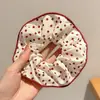 Scrunchie lenço quadrado estilo pastoral francês para meninas e crianças, elástico de cabelo doce com laço para coques, acessório de cabelo