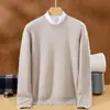 Nova coleção outono e inverno masculina: suéter de cashmere versátil, quente e estiloso com padrão de tricô torcido e gola redonda, perfeito para o uso diário