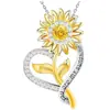 Collar de Girasol de Plata de Ley S925 Transfronterizo Europeo y Americano para Mujer Colgante de Girasol de Amazon Cadena Clavicular para el Día de la Madre y San Valentín