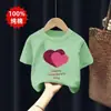 Nueva Ropa Infantil Camiseta de Manga Corta Verano 2026 Estilo Delgado Algodón Puro para Niñas Manga Media Moda Cuello Redondo Top Camiseta de Moda