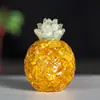 Adornos de Piña Dorada de Resina Rellena de Cristal Natural Mascota Fresca y Linda Decoraciones de Escritorio de Escritorio
