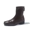 Botines de Piel Suave para Mujer 2026 Otoño/Invierno Nuevo Estilo Piel Suave Elegantes Punta Cuadrada Suela Suave Cómodos Suela Plana Botas Adelgazantes para Mujer