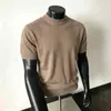 Suéter de Manga Corta con Cuello Medio Alto para Hombre Moda de Verano Silueta de Cuello Medio Versátil de Punto de Alta Calidad Capa Base