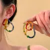Brincos de Prata Agulha Dopamina Verão Arco-Íris com Contas Brincos Estilo Retrô para Férias Brincos de Design Nicho para Mulheres